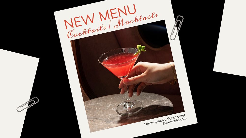 New menu  blog banner template, editable text