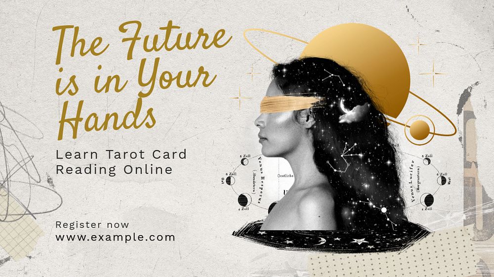 Tarot card reading  blog banner template, editable text