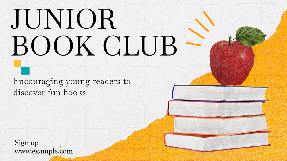 Junior book club  blog banner template, editable text