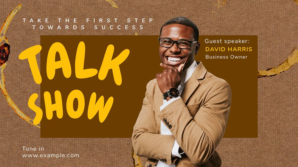 Talk show  blog banner template, editable text