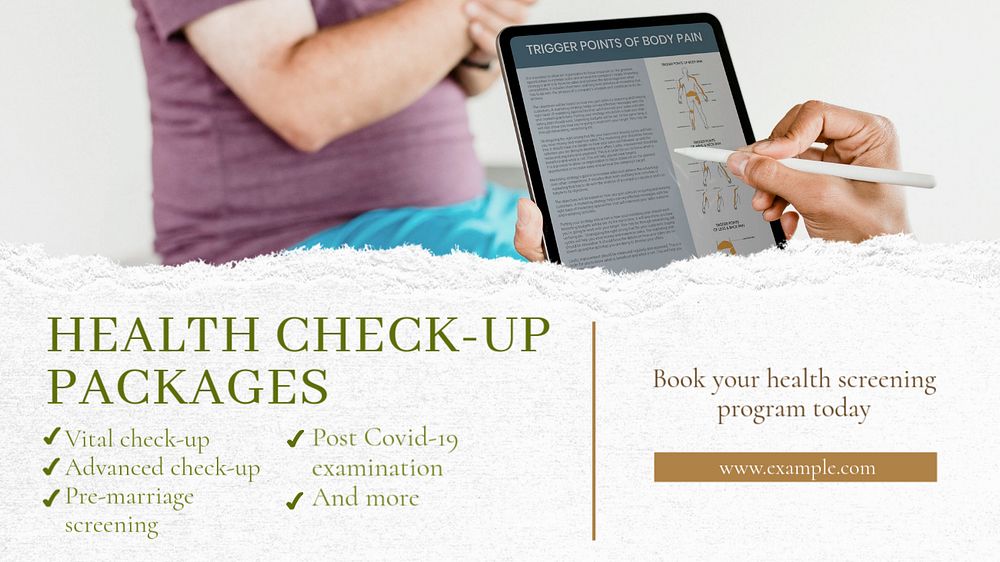 Health check-up packages  blog banner template, editable text