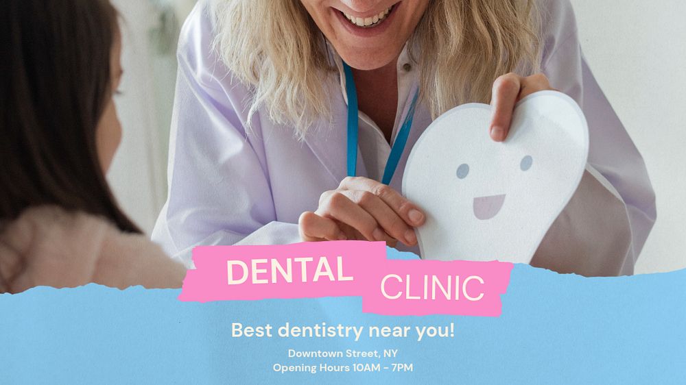 Dental clinic  blog banner template, editable text