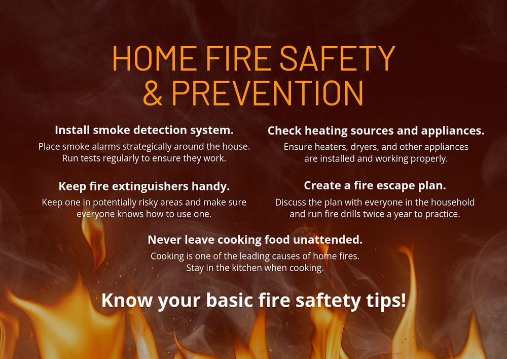 Home fire safety template, editable design