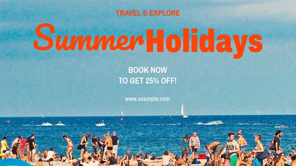 Summer holidays  blog banner template, editable text