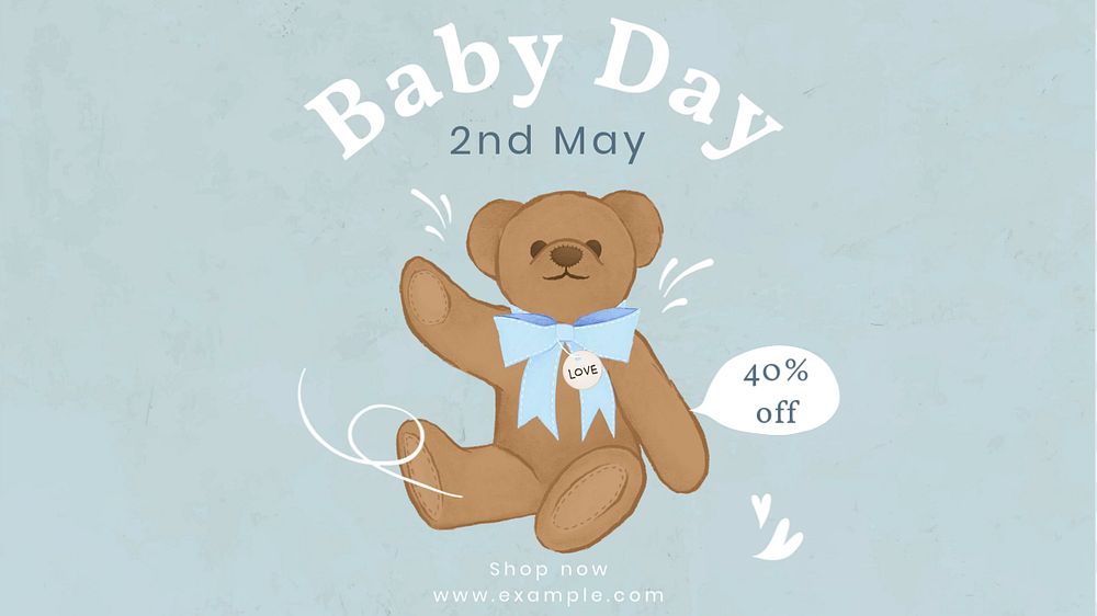 Baby Day sale  blog banner template, editable text