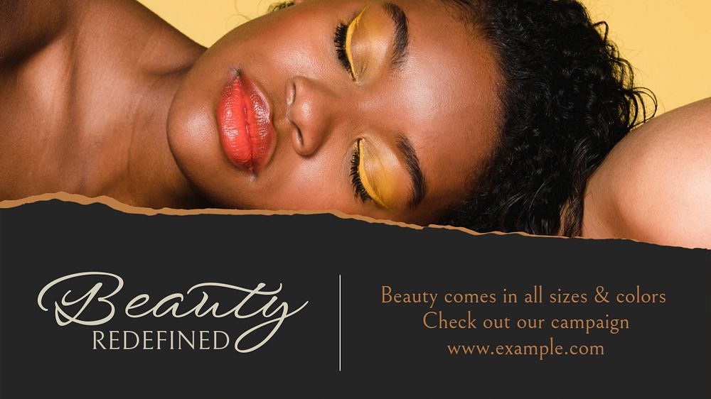 Redefined beauty  blog banner template, editable text