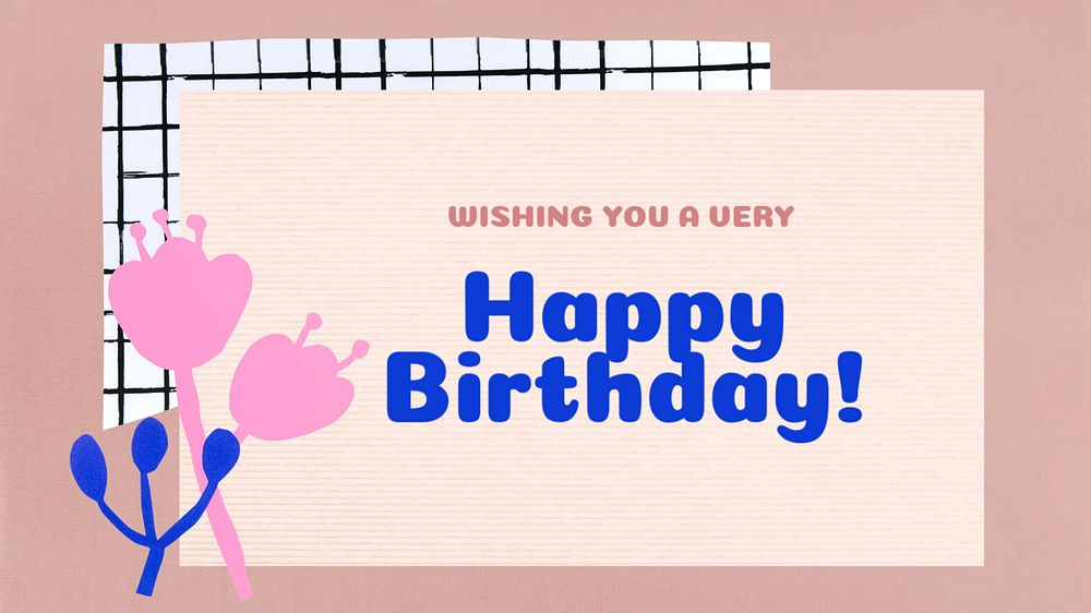 Happy birthday card blog banner template, editable text