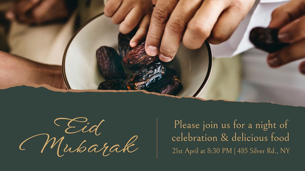 Eid Mubarak blog banner template, editable text