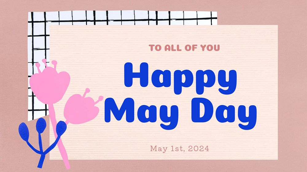 Happy May day blog banner template, editable text