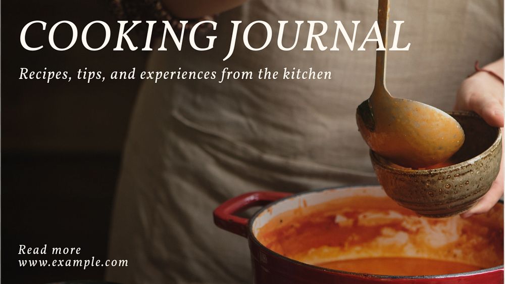 Cooking Journal  blog banner template, editable text