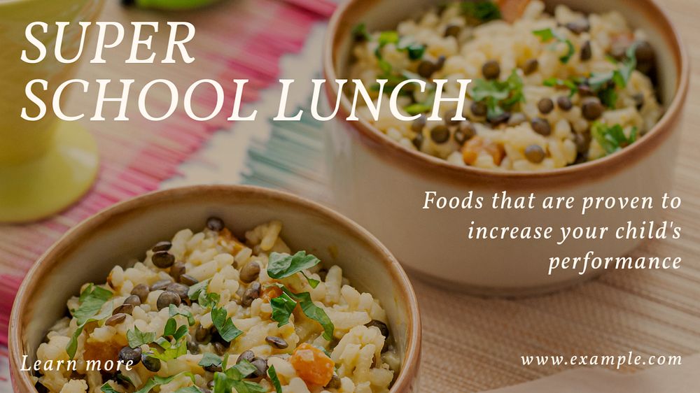 School lunch  blog banner template, editable text