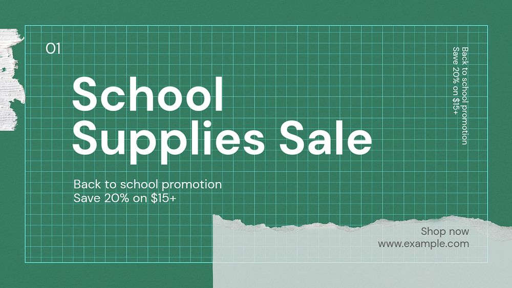 School supplies sale blog banner template, editable text