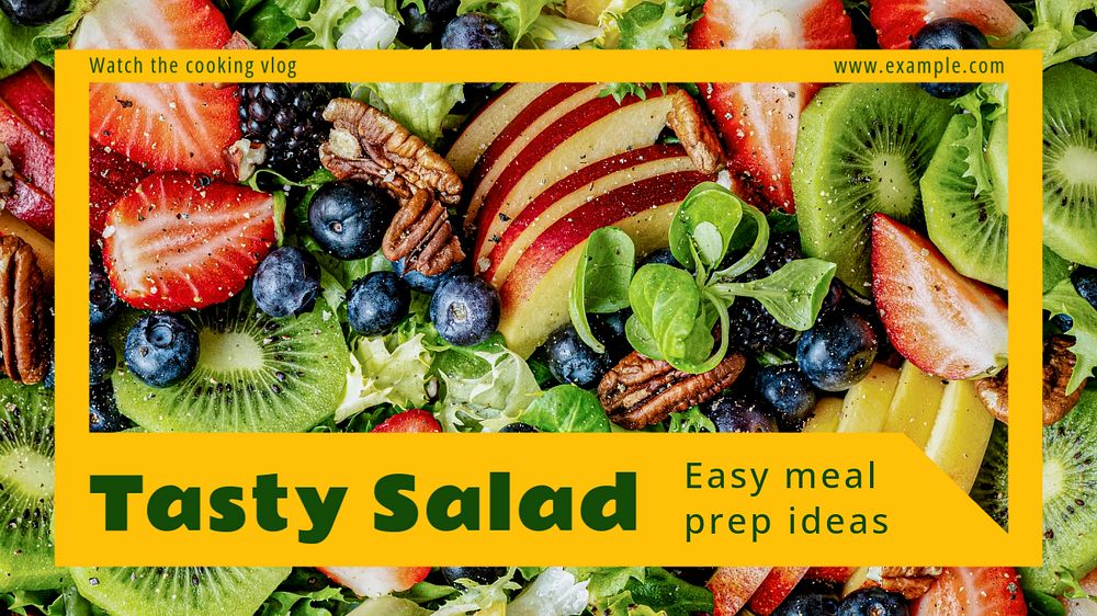 Salad prep  blog banner template, editable text