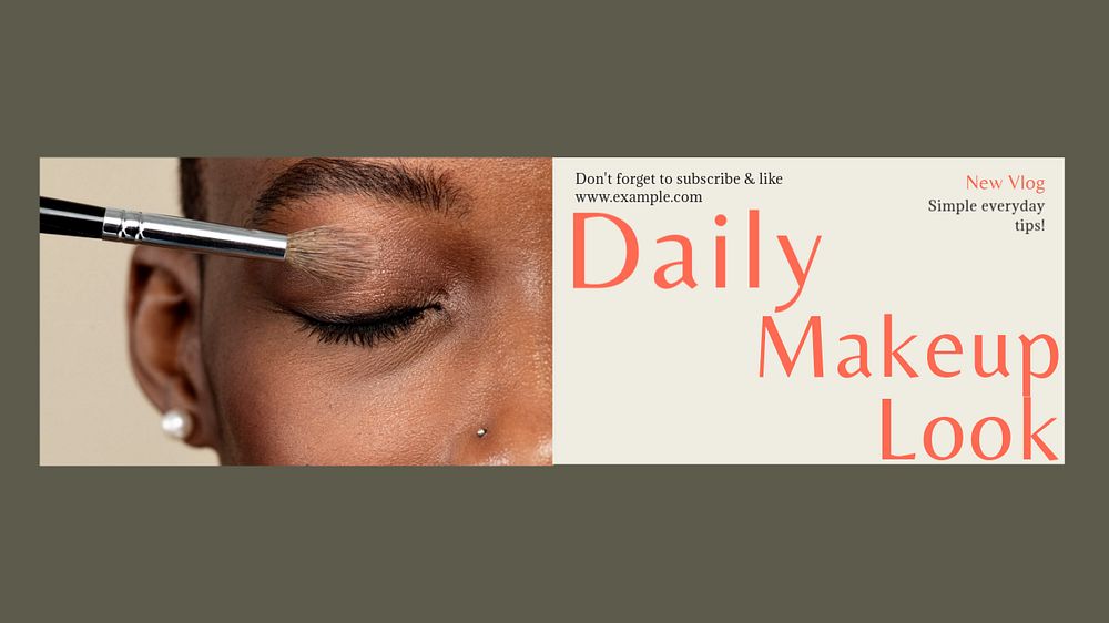 Daily makeup vlog blog banner template, editable text