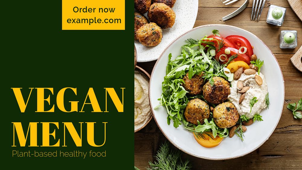 Vegan menu  blog banner template, editable text