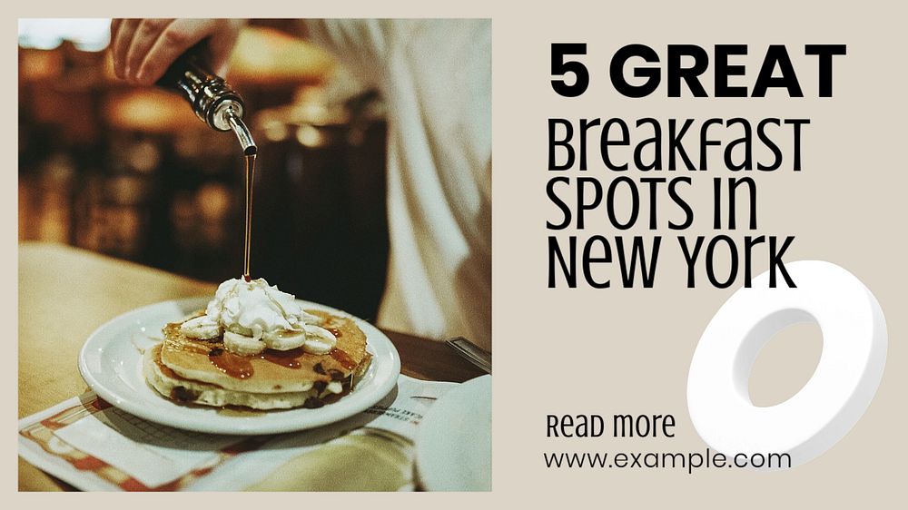 Breakfast spots article  blog banner template, editable text