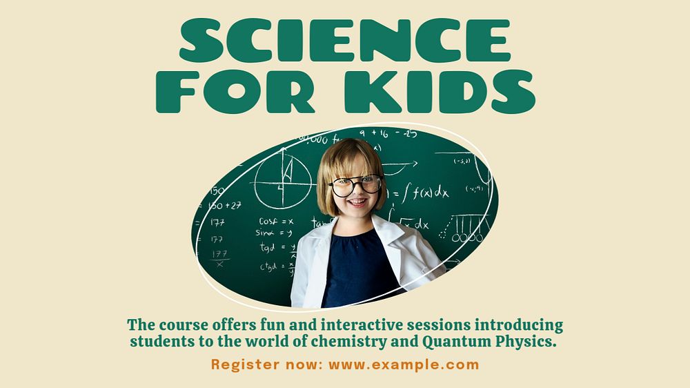 Kids science class  blog banner template, editable text