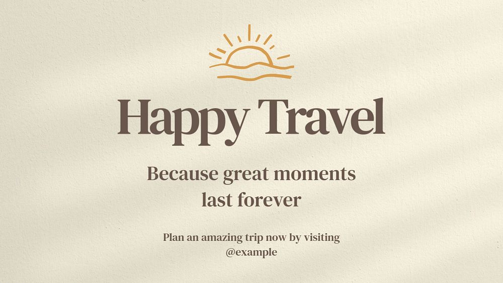 Happy travel blog banner template, editable text