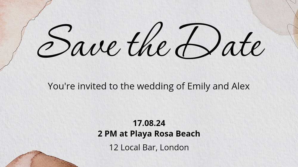 Save the date blog banner template, editable text