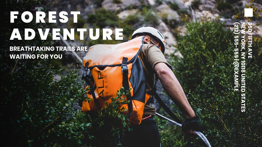 Forest adventure  blog banner template, editable text