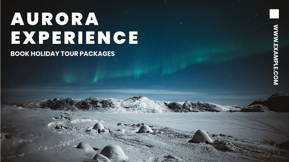 Aurora tour package  blog banner template, editable text