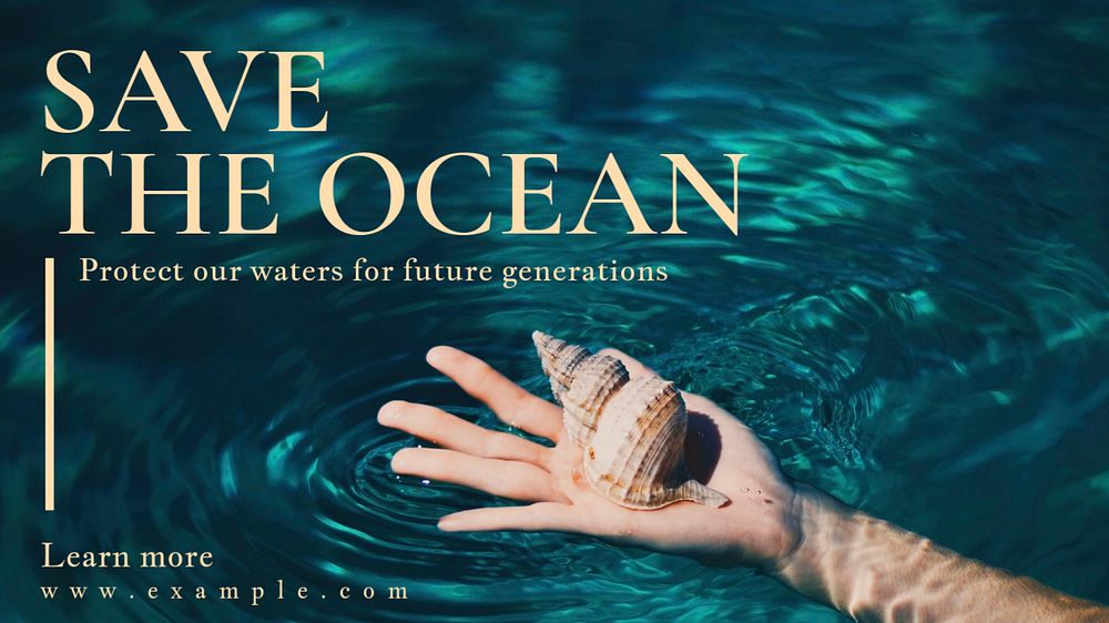 Save the ocean blog banner template, editable text