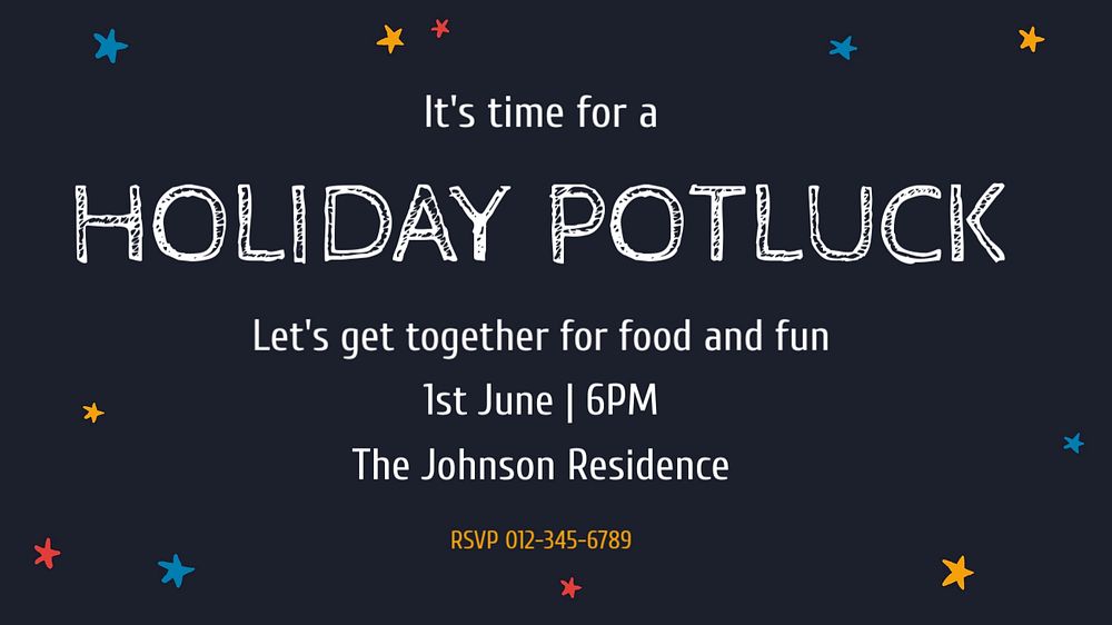 Holiday potluck blog banner template, editable text