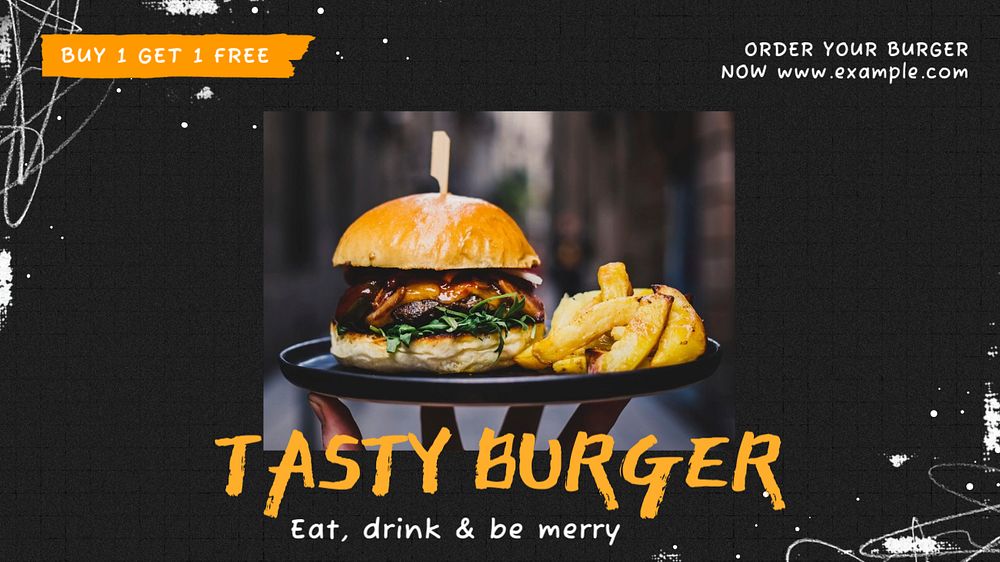 Restaurant promotion  blog banner template, editable text