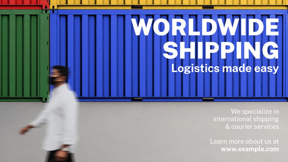 Worldwide shipping  blog banner template, editable text