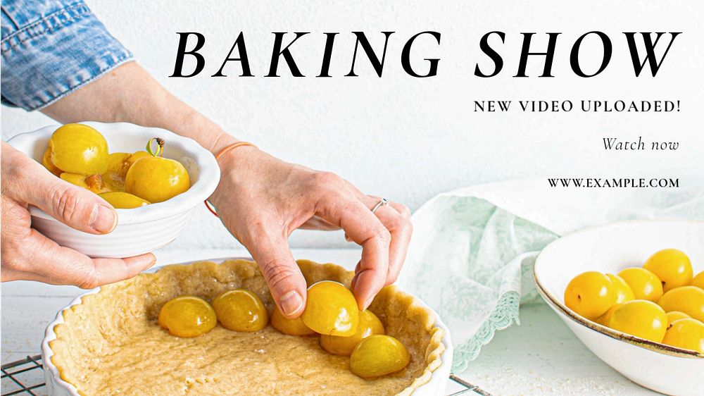 Baking show blog banner template, editable text