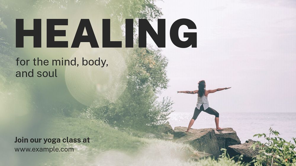 Healing, yoga class  blog banner template, editable text