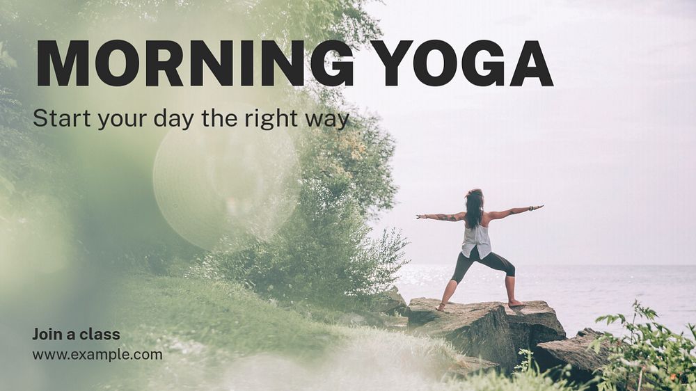 Morning yoga  blog banner template, editable text