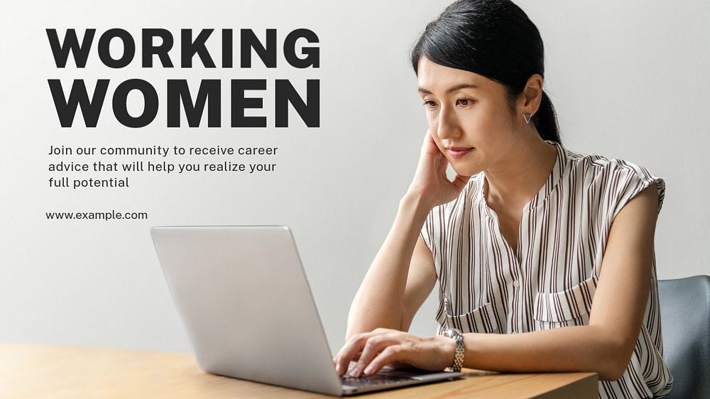 Working women  blog banner template, editable text