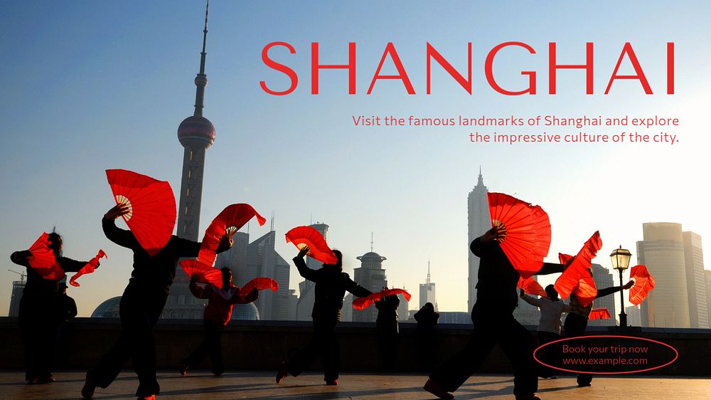 Shanghai blog banner template, editable text