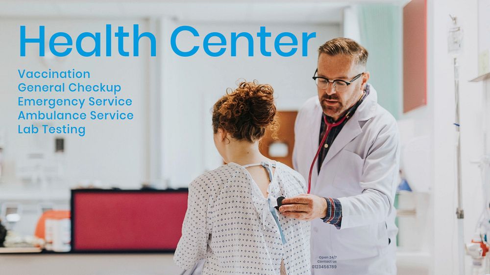 Health center blog banner template, editable text