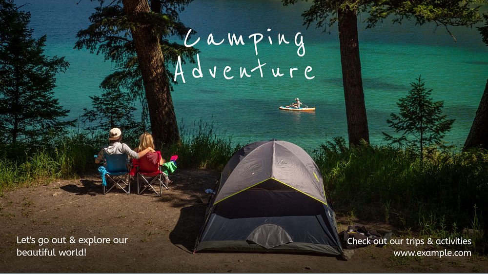 Camping adventure blog banner template, editable text