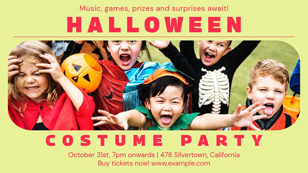 Halloween costume party  blog banner template, editable text