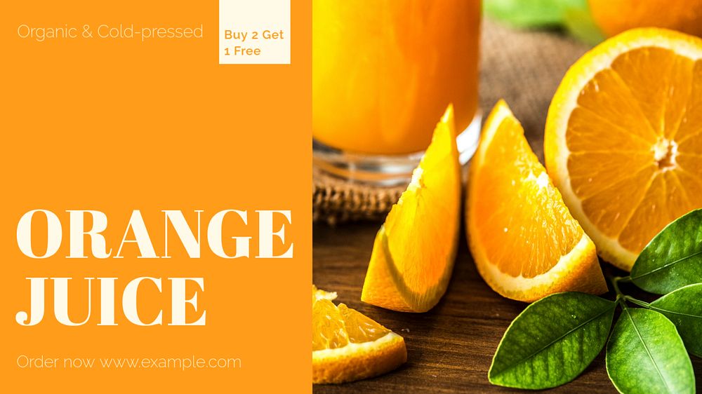 Orange juice  blog banner template, editable text