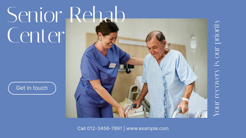 Senior rehab center  blog banner template, editable text