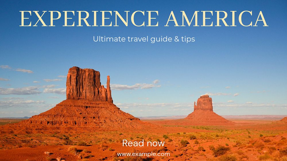 Experience America blog banner template, editable text