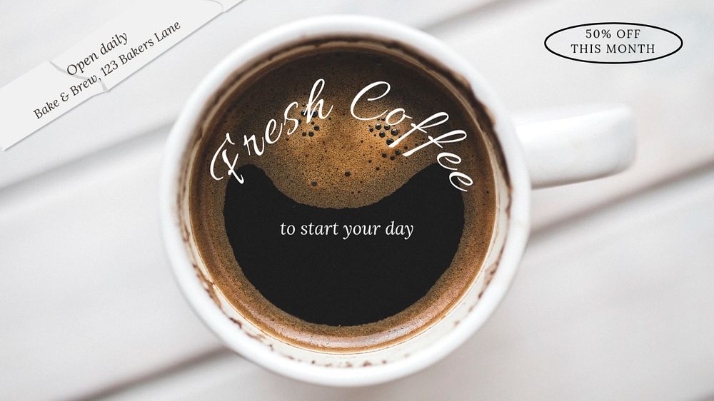 Fresh coffee  blog banner template, editable text