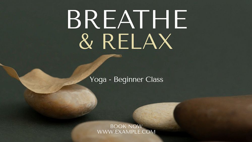 Breathe & relax, yoga  blog banner template, editable text