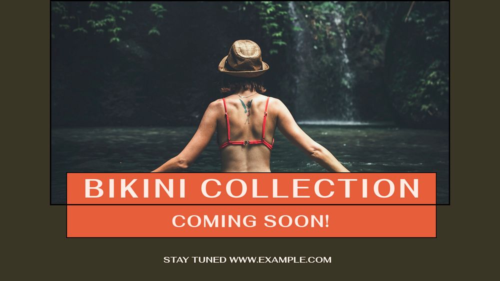 Swimwear & bikini  blog banner template, editable text