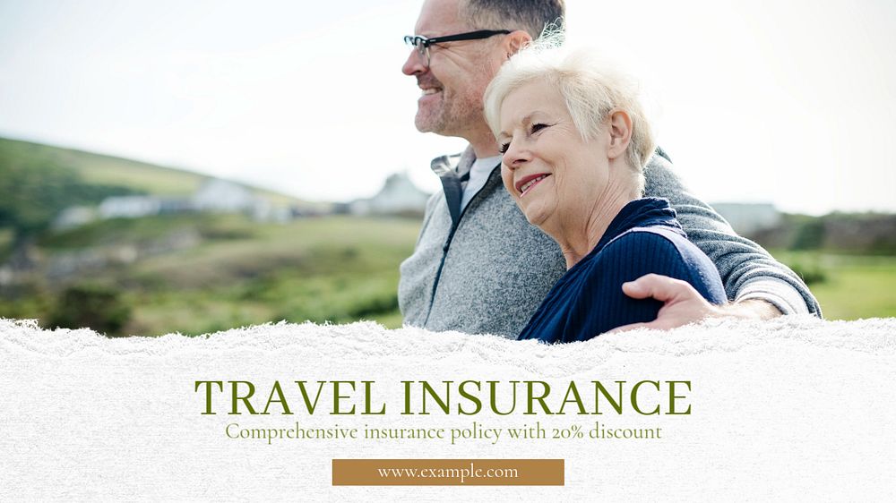 Travel insurance  blog banner template, editable text