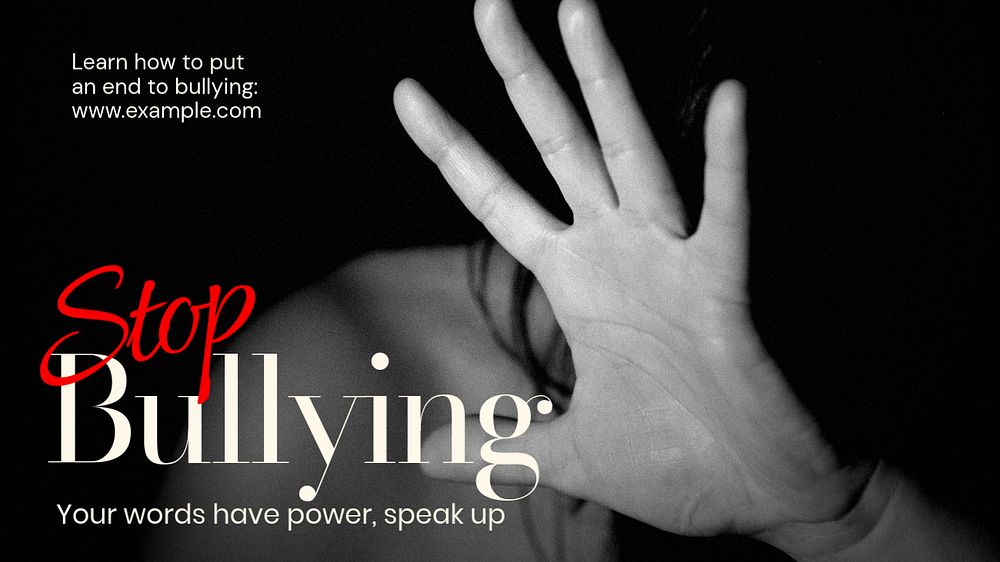 Stop bullying  blog banner template, editable text