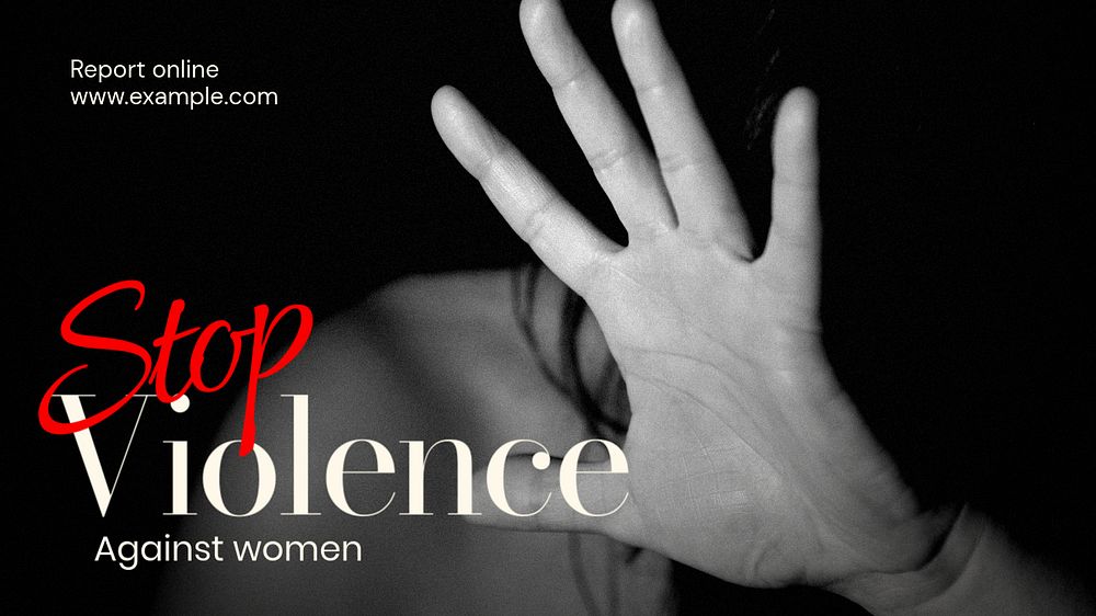 Violence against women  blog banner template, editable text