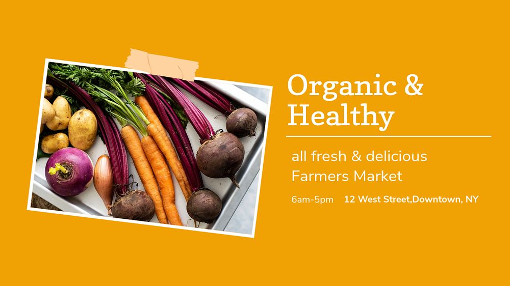 Organic & healthy  blog banner template, editable text