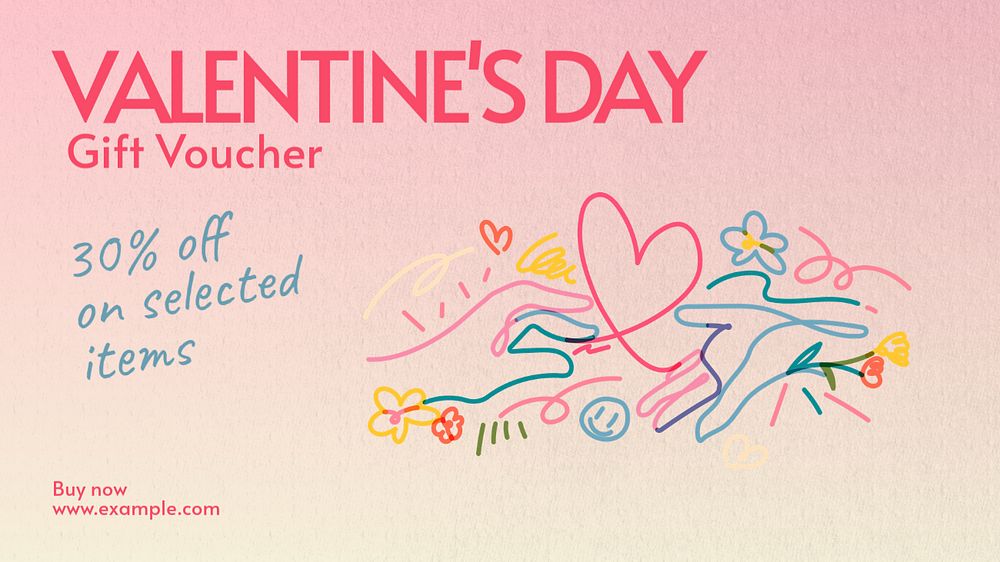 Valentine's Day voucher blog banner template, editable text