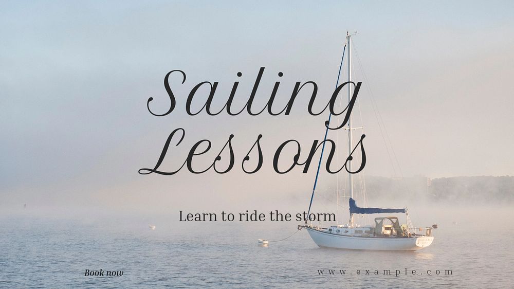 Sailing lessons blog banner template, editable text