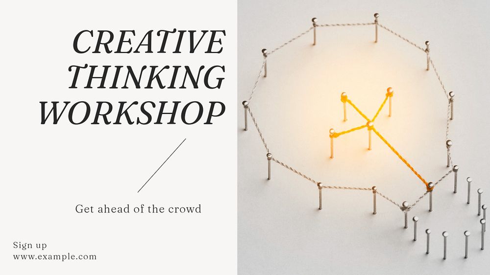 creative thinking workshop  blog banner template, editable text